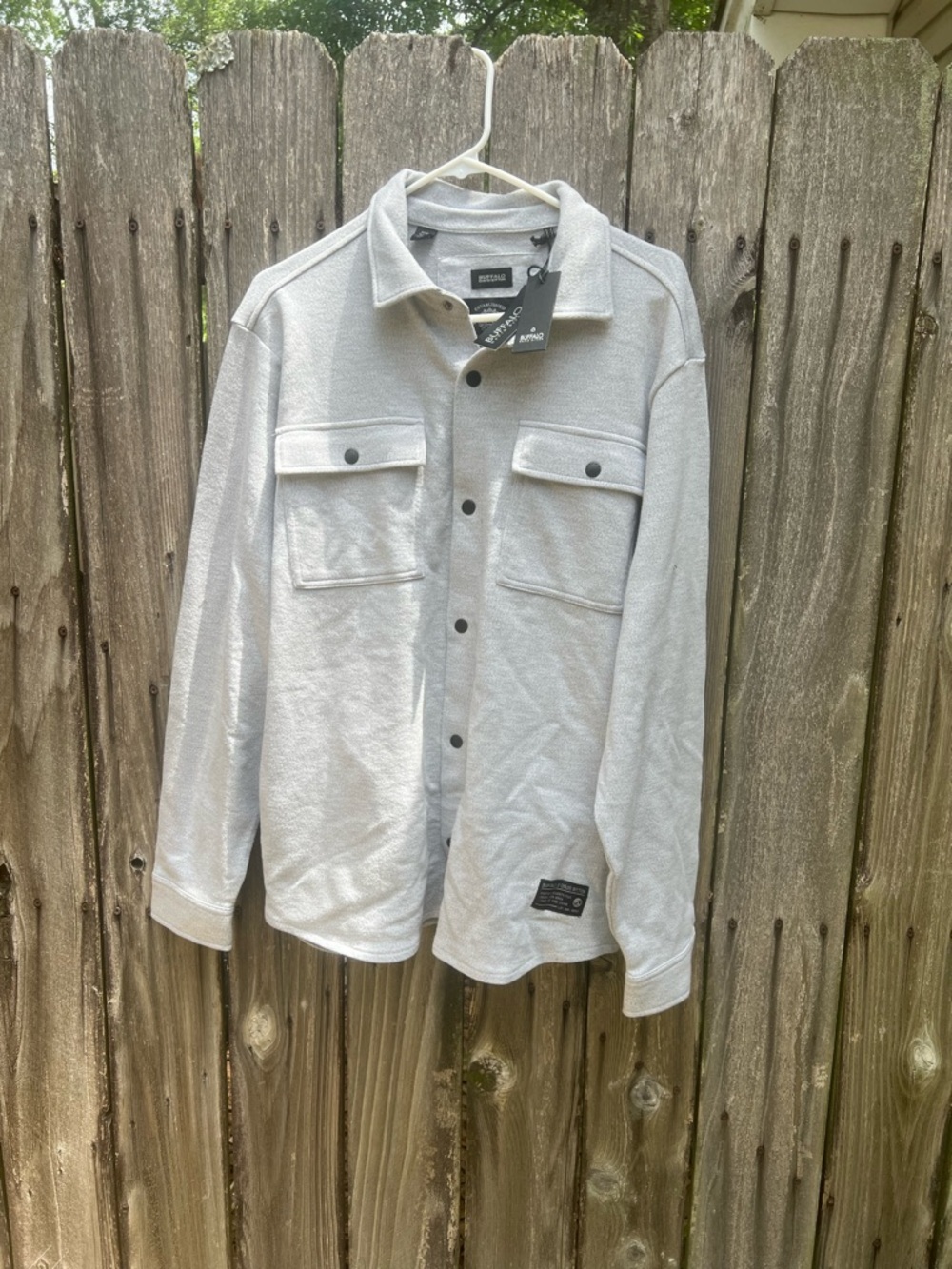 Buffalo David Bitton Light Gray Button-Up Shirt Jacket